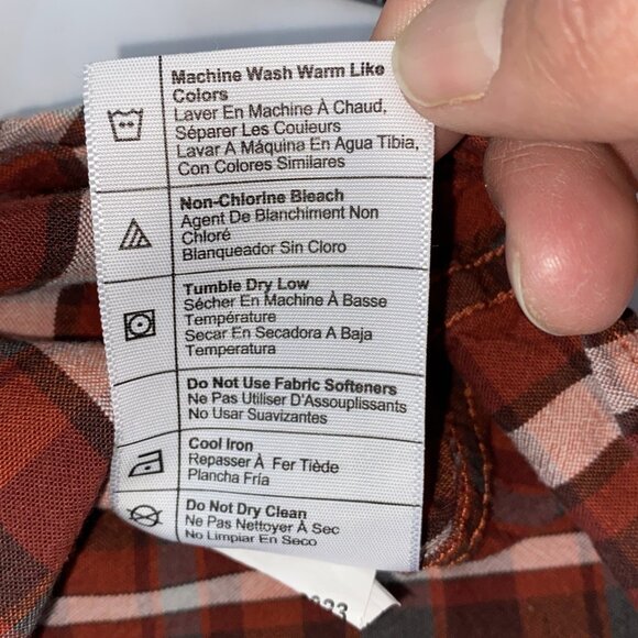 Carhartt Hardworking Sz 2XLT Loose Fit Button Shirt Plaid Red/White - Picture 7 of 7